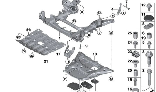 Aislante acústico trasero OEM 31116876771 para BMW G05, G06, G07. Original BMW.