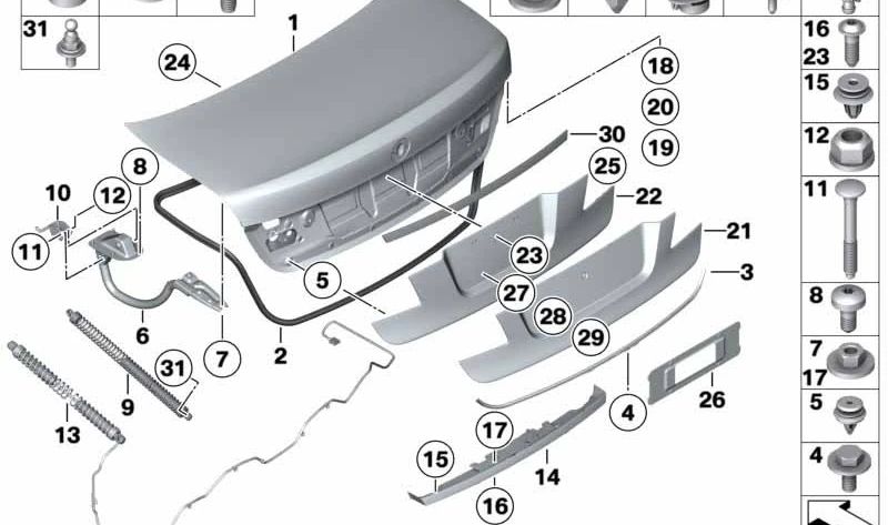 Gancho izquierdo para BMW Serie 7 F01, F02, F04 (OEM 51247203161). Original BMW