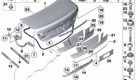 Gancho izquierdo para BMW Serie 7 F01, F02, F04 (OEM 51247203161). Original BMW