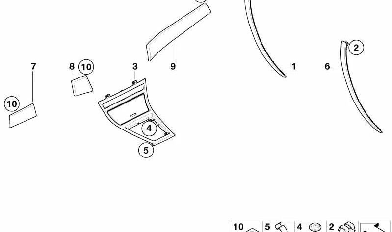 Asa de puerta interior derecha en nogal OEM 51413453004 para BMW E83. Original BMW.