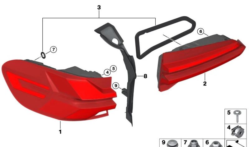 Piloto trasero LED derecho OEM 63215A11EC4 para BMW G05 (X5) y F95 (X5 M). Original BMW