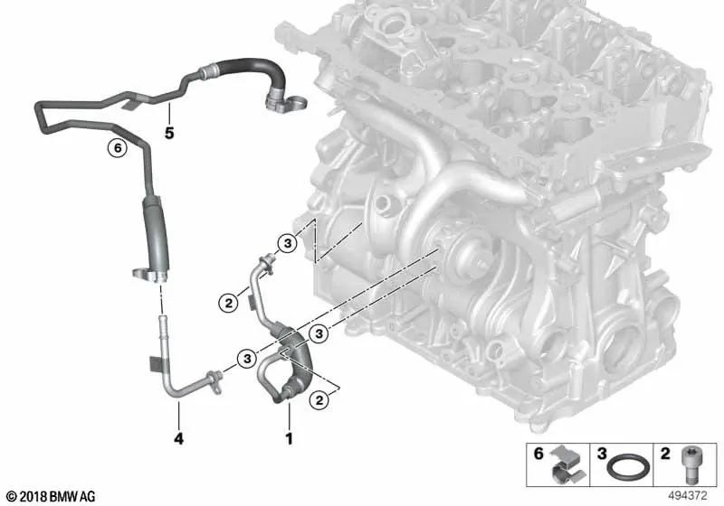 Tubería de retorno del refrigerante para BMW Serie 2 F45, F46, X1 F48, X2 F39 (OEM 11538687749). Original BMW.