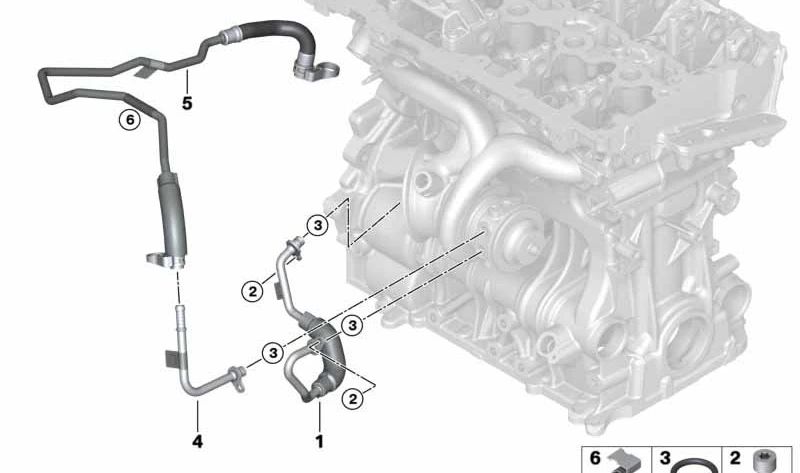 TUBO DE RECURSÃO TURBO REFRIGERANTE OEM 11538687745 para BMW F45, F46, F48, F39 e MINI F55, F56, F57, F54, F60. BMW/mini original.