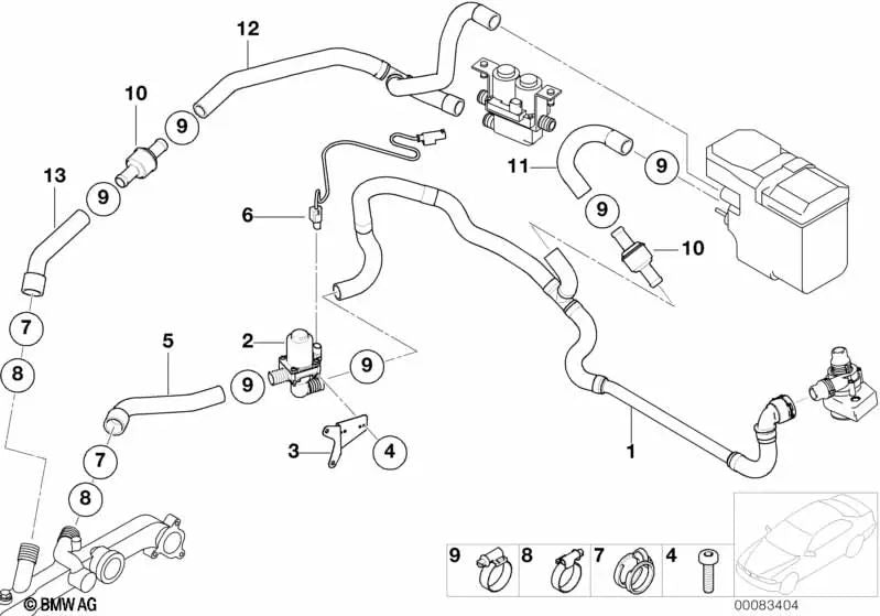 Hose with non-return valve - Parking heater for BMW X5 E53 (OEM 64218380133). Original BMW.