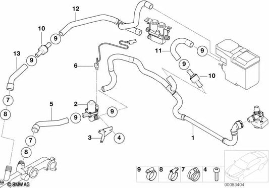 Tubo con válvula antirretorno - Calefacción estacionaria para BMW X5 E53 (OEM 64218380133). Original BMW.