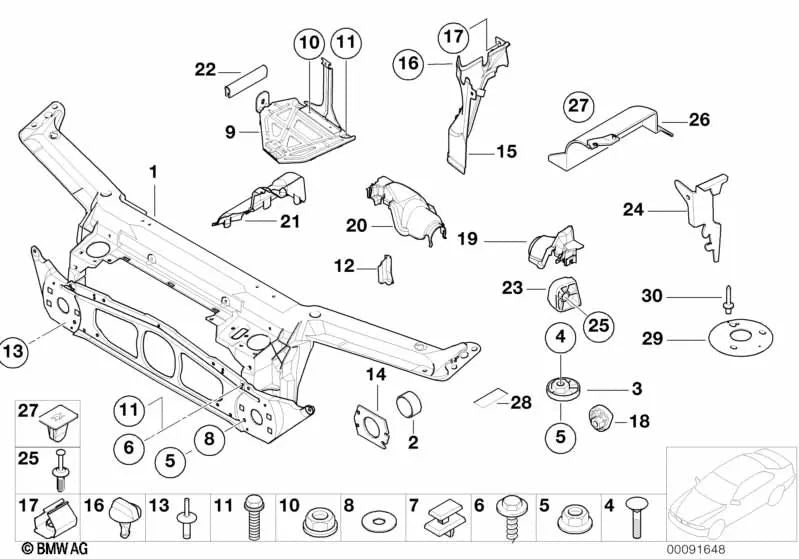 Tope derecho para BMW Serie 3 E46 (OEM 51717896138). Original BMW