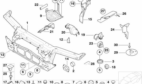 Cubierta soporte del módulo izquierda para BMW Serie 3 E46 (OEM 51718201161). Original BMW