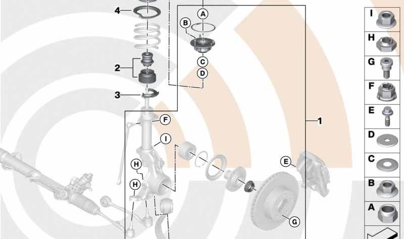 Suspensionsunterstützung mit Zubehör OEM 31352405908 für BMW E90, E91, E92. Original BMW.