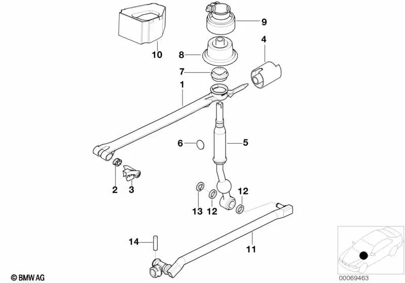 Schaltarm para BMW Serie 5 E39 (OEM 25117501963). Original BMW