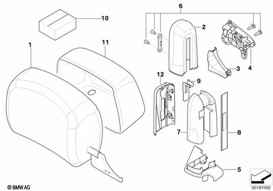 Cobertura del reposacabezas derecha para BMW Serie 6 E64 (OEM 52107127700). Original BMW