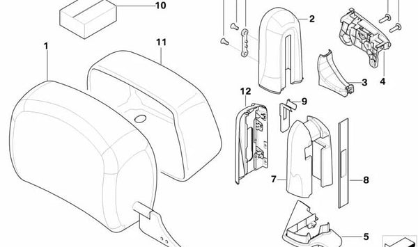 Reposacabezas de cuero izquierdo para BMW E64 (OEM 52107113127). Original BMW