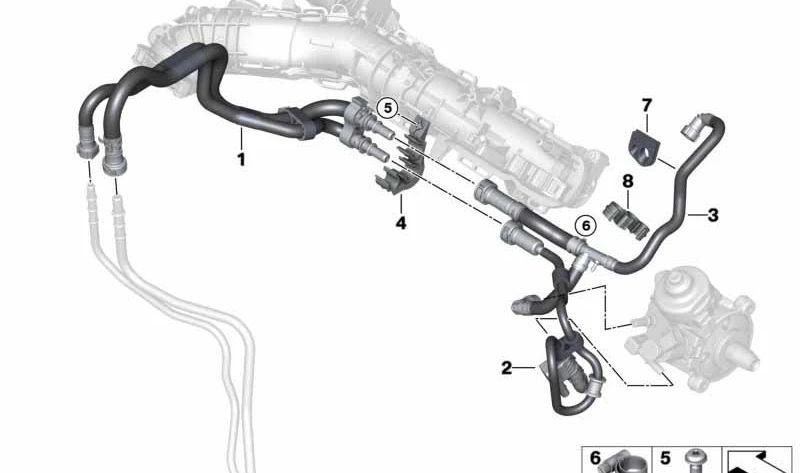 Kraftstoffversorgungsrohr mit Sensor für BMW 5er G30, G31, 7er G11, G12, X3 G01, X4 G02 (OEM 13538518821). Original BMW