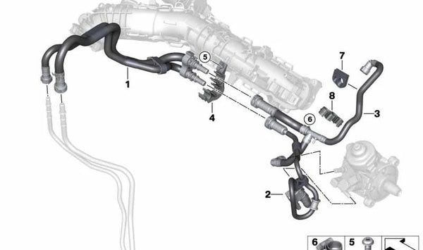 Tubería de suministro de combustible con sensor para BMW Serie 5 G30, G31, Serie 7 G11, G12, X3 G01, X4 G02 (OEM 13538518821). Original BMW