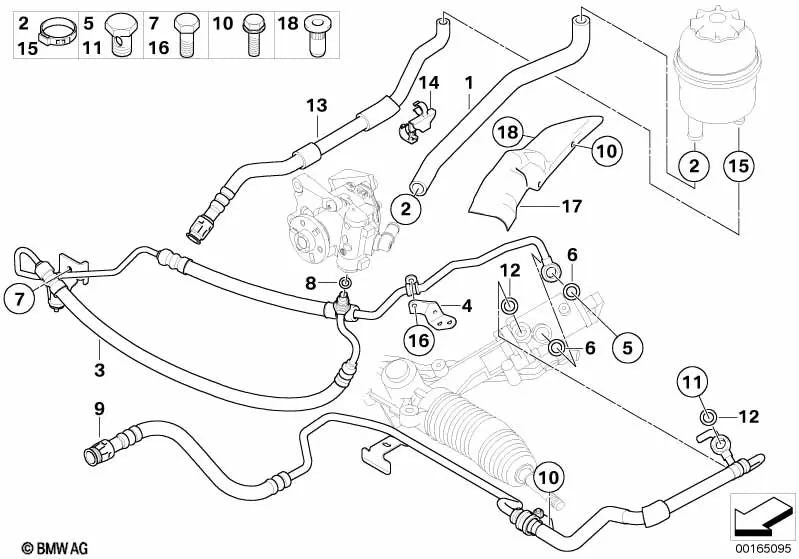 Tubería de retorno del radiador para BMW E60, E60N, E61, E61N, E63, E63N, E64, E64N (OEM 32416796355). Original BMW.