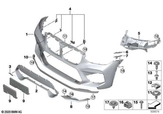 Right bumper bracket for BMW X3 F97, X4 F98 (OEM 51118065192). Original BMW