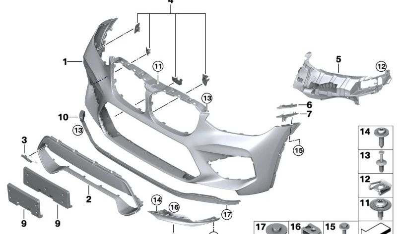 Cubierta de gancho de remolque delantero para BMW X3 F97, X4 F98 (OEM 51118082477). Original BMW