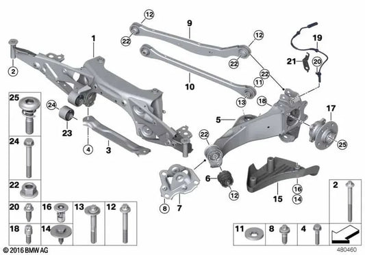 Larguero derecho para BMW F52, F45, F46, F48, F39 (OEM 33306898964). Original BMW