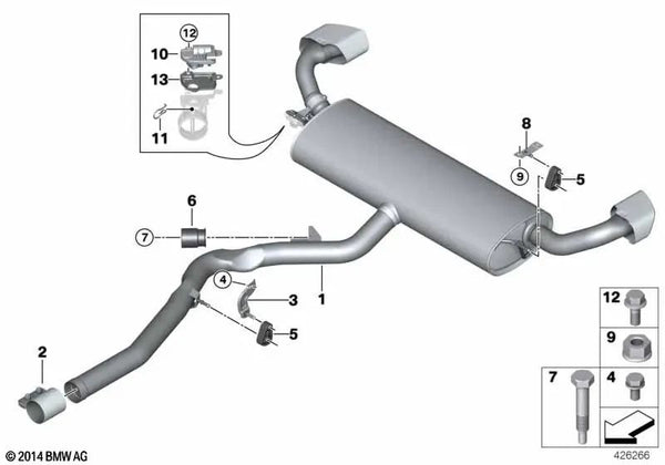 Silenciador trasero con válvula de escape para BMW X5 F15, X6 F16 (OEM 18308635784). Original BMW.