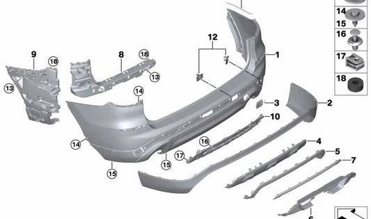 Revestimiento parachoques trasero para BMW X3 G01 (OEM 51127488230). Original BMW