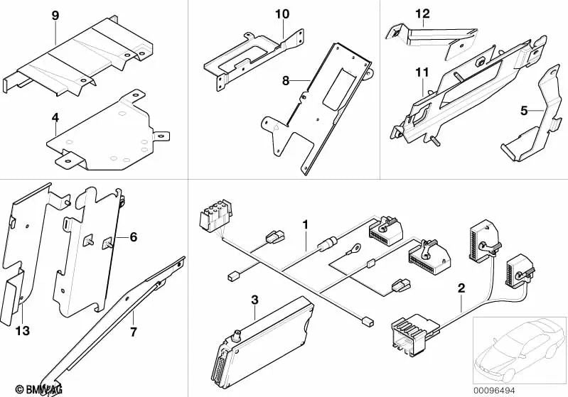 Soporte amplificador HiFi/Teléfono para BMW Serie 3 E46 (OEM 65128378012). Original BMW.