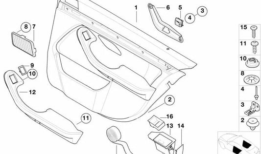 Rear Left Speaker Grille for BMW E39 (OEM 51428196577). Original BMW