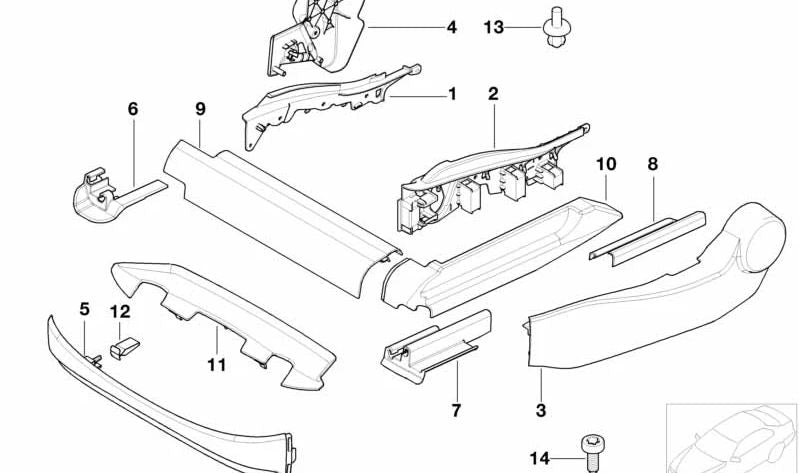 OEM 52107068032 clamp clip for BMW E60, E61, F07, F10, F11, F18, F90, G30, G31, G38, G90, G32, E65, E66, F01, F02, F04, G11, G12, E70, F15, G05, G05 , G18, F85, E71, E72, F16, G06, F86, G07. Original BMW.