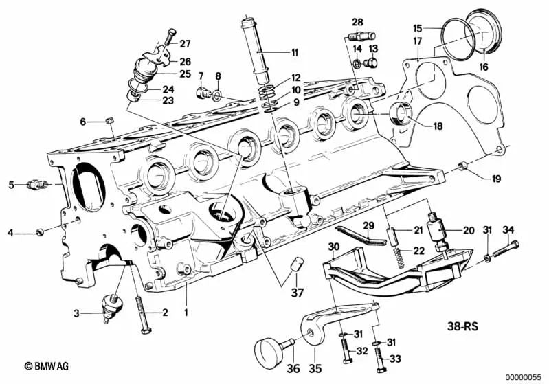 Cárter cilíndrico con pistón para BMW Serie 5 E34 (OEM 11111719867). Original BMW