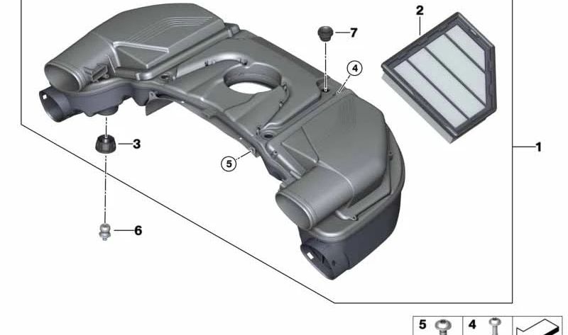 Elemento del filtro de aire para BMW G30, G11, G12, G05, G07 (OEM 13718613250). Original BMW