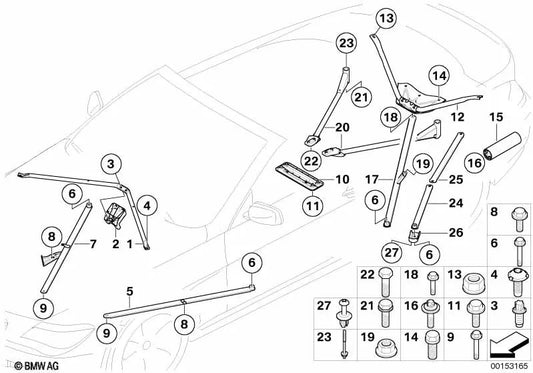 Barra de tracción izquierda para BMW E64 (OEM 51618041895). Original BMW.