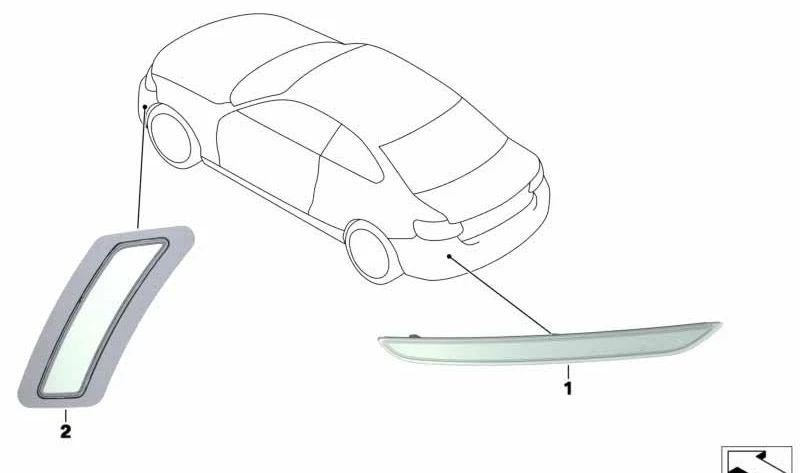 Retroreflector de señalización lateral derecho para BMW F22, F23 (OEM 63147269634). Original BMW