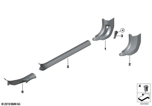 Listón de cobertura entrada trasera interior derecha para BMW Serie 8 F93, G16 (OEM 51477994916). Original BMW.