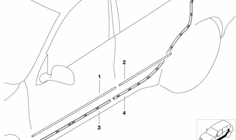 Moldura puerta delantera derecha para BMW X5 E53 (OEM 51138402650). Original BMW