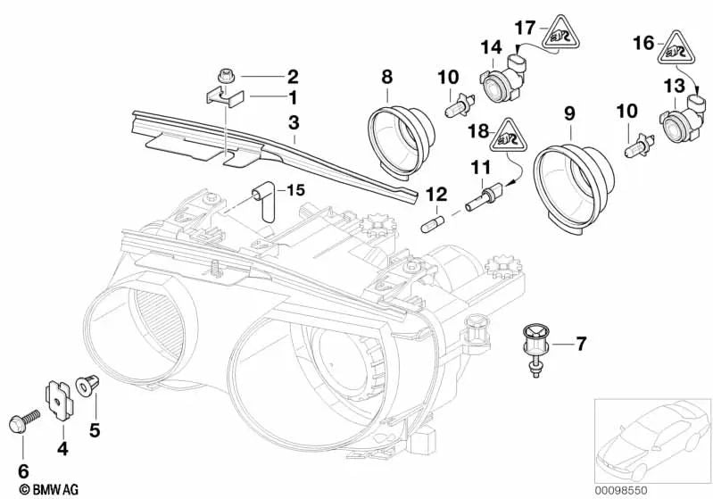 Tuerca de expansión para BMW E46, E39, E60, E60N, E61, E61N, E63, E64, E63N, E64N (OEM 63128374671). Original BMW