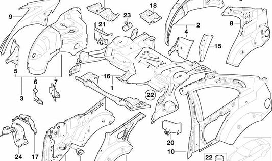 Rear right support piece for BMW 3 Series E46 (OEM 41117042990). Original BMW