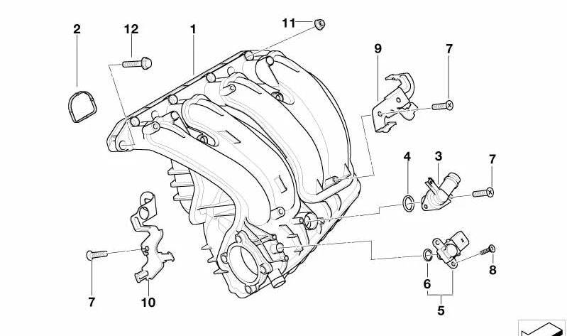 Tubo de admisión OEM 11617522938 para BMW E87, E90, E91. Original BMW.