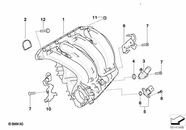 Racor angular para BMW E87, E90, E91 (OEM 11617526646). Original BMW.