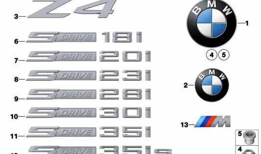 Logo Emblem "BMW" OEM 51147269063 for BMW Z4 E89. Genuine BMW.