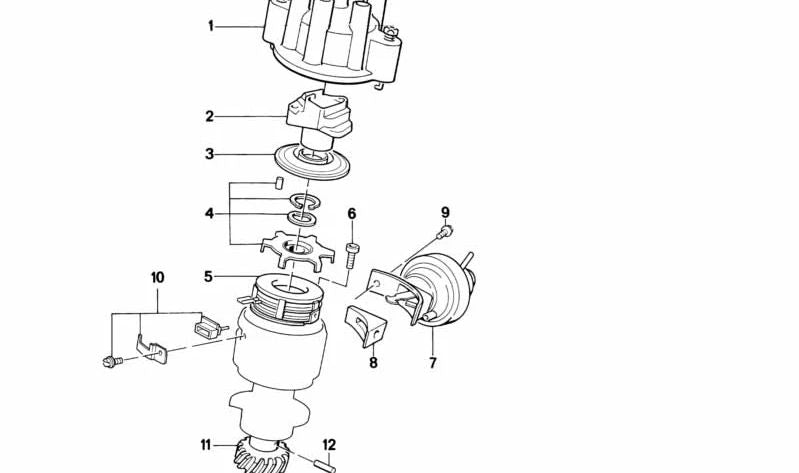 Tapa del distribuidor para BMW Serie 3 E21, E30, Serie 5 E28 (OEM 12111289471). Original BMW