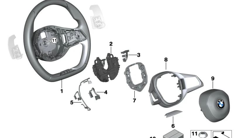 Roda de direção de couro OEM 32305A6A5F6 para BMW G70. BMW original.