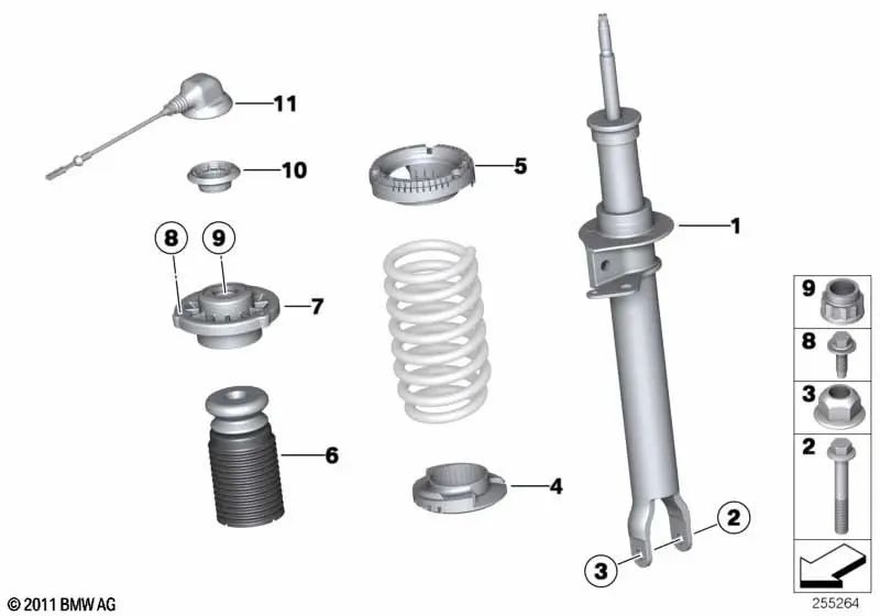 Stoßdämpfer vorne links für BMW 5er F10 (OEM 31312284045). Original BMW