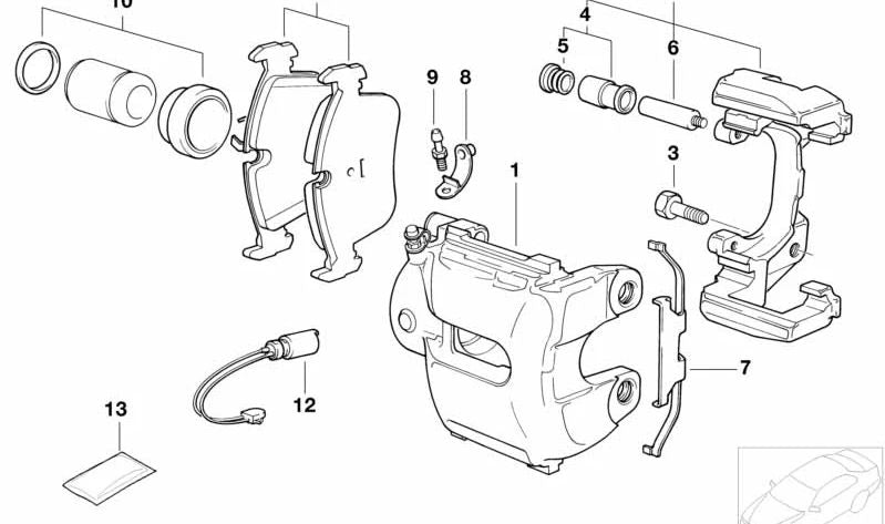 Soporte de freno izquierdo para BMW Z8 E52 (OEM 34116750691). Original BMW