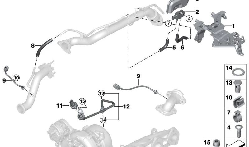 Tubo conformado para BMW Serie 3 G20, G21, Serie 4 G22, G23, Serie 5 G30N, G31N, Serie 6 G32N, Serie 7 G11N, G12N, Serie 8 G14, G15, G16, X3 G01, X4 G02, X5 G05, X6 G06, X7 G07 (OEM 13628599069). Original BMW