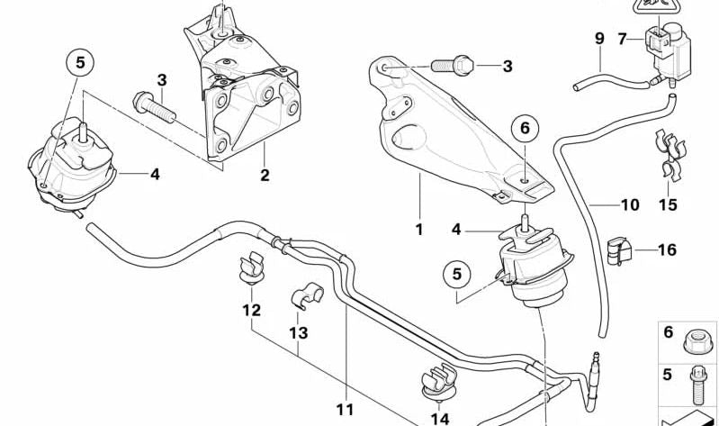 Left engine mount for BMW X5 E70, E71 (OEM 22116787489). Original BMW.