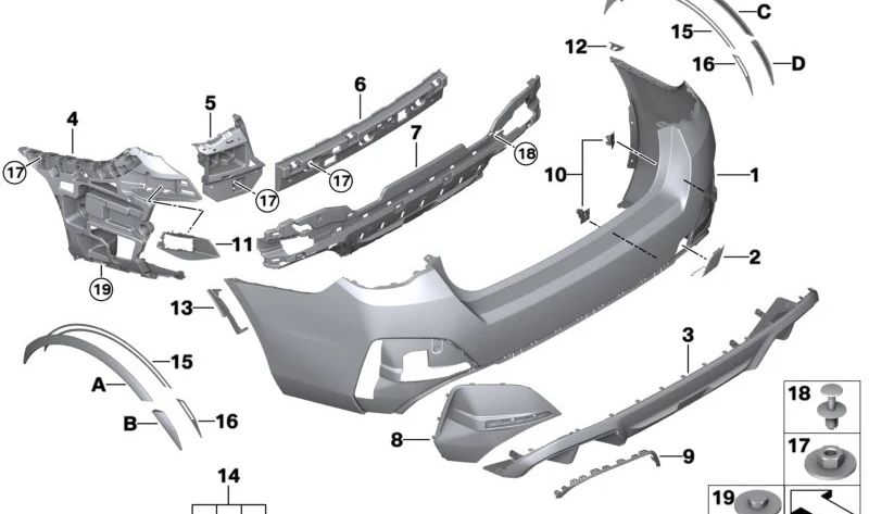 Tapa para gancho de remolque imprimada para BMW Serie 4 G26, G26E, G26F, G26N (OEM 51125A1DB04). Original BMW