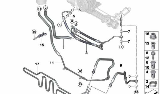 Expansion hose for BMW 3 Series E90, E91 (OEM 32416779314). Original BMW