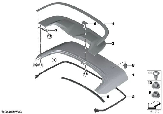 Dachdeckelleiste für BMW 4er G23, G83 (OEM 51177490635). Original BMW