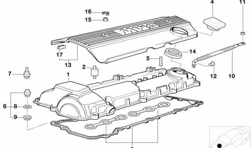 Cubierta protectora para BMW E36, E34 (OEM 11121703462). Original BMW