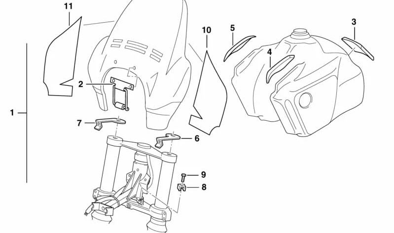 Soporte de sujeción OEM 16112307004 para BMW {E81, E82, E87, E88, E90, E91, E92, E93, F20, F21, F30, F31, F32, F34, F36, X1 E84}. Original BMW.