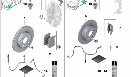 Kit de reparación resorte separador para BMW Serie 5 G60 (OEM 34108855303). Original BMW