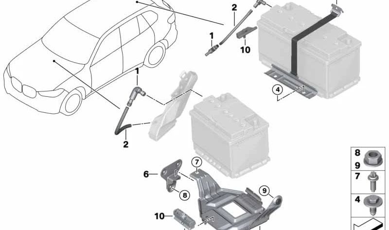 Batteriehalter für Zusatzbatterie für BMW F95, G05, F96, G06, G07 (OEM 61216827076). Original BMW